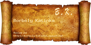 Borbély Katinka névjegykártya